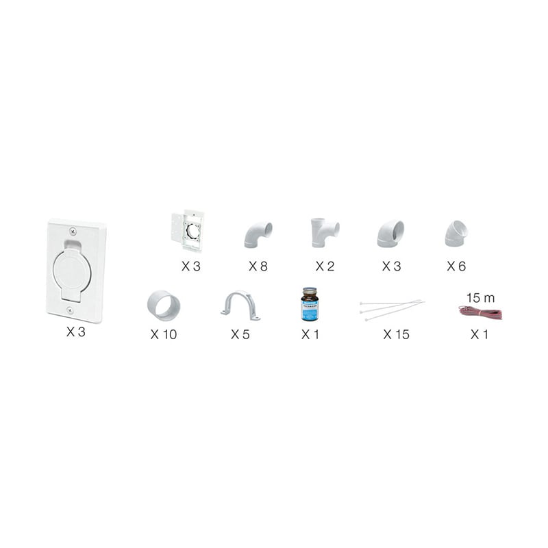 Installation kit – 3 white wall inlets and 1 round door